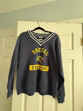 Drexel Dragons Women’s Navy V‑Neck Pullover Sweatshirt